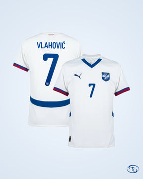 Serbia Away Vlahović 7 Shirt 2024-2025 (Official Printing) - Men's