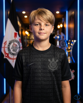 Corinthians Kids Kit Away 24/25 Nike - Black - Badge Close-Up | Sant Sport