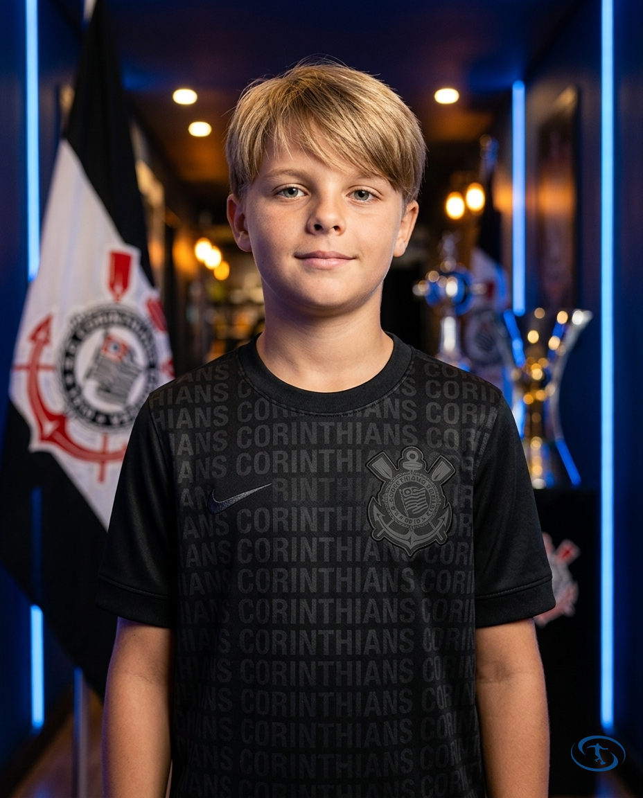 Corinthians Kids Kit Away 24/25 Nike - Black - Badge Close-Up | Sant Sport