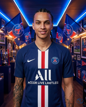 Camisa PSG Retrô 18/19 Home Jordan Masculina - Azul - Badge Close-Up | Sant Sport