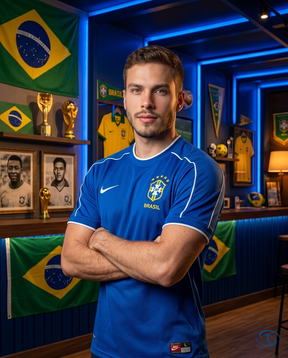 Camisa Seleção Brasileira Retrô Away 1998 Torcedor Nike Masculina - Azul - Side View | Sant Sport