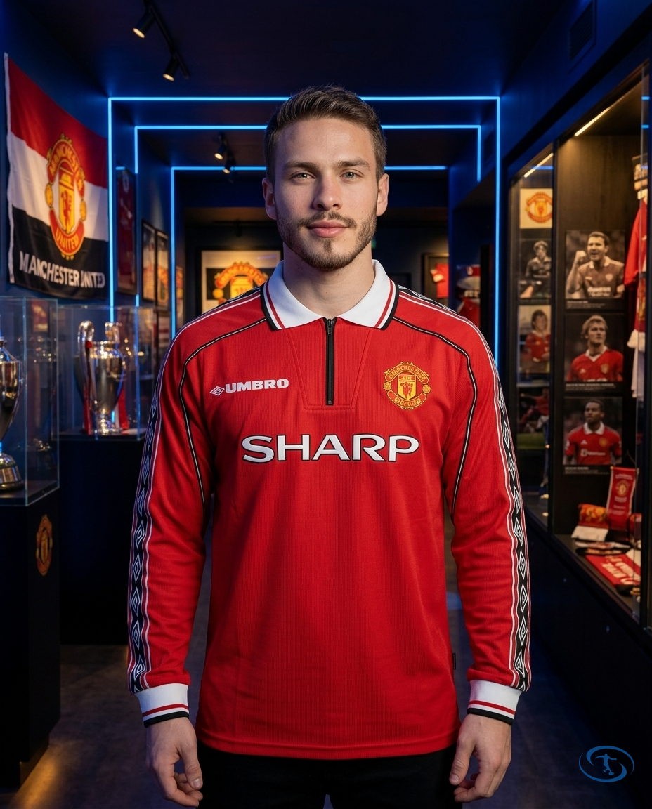 Camisa Manchester United Manga Longa Home Retrô 1998/99 - Torcedor Umbro Masculino - Front View | Sant Sport