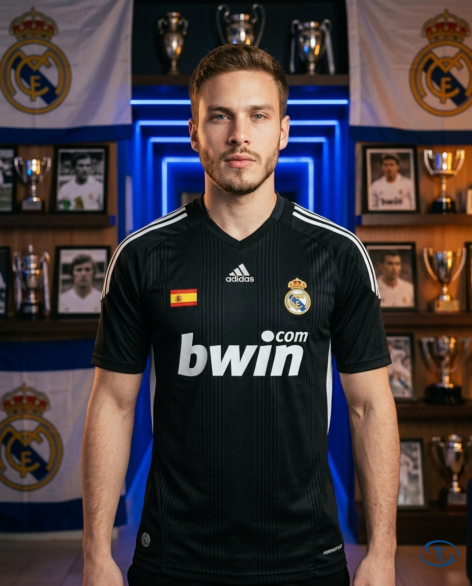 Camisa Real Madrid Retrô Away 2008/09 Torcedor Adidas Masculina - Preto - Front View | Sant Sport