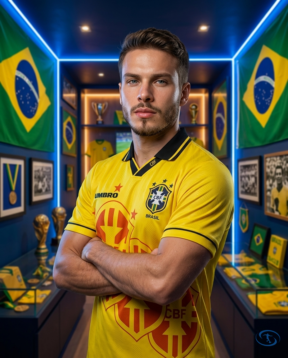 Camisa Seleção Brasileira Retrô Home 1994 Torcedor Umbro Masculina - Tetra - Side View | Sant Sport
