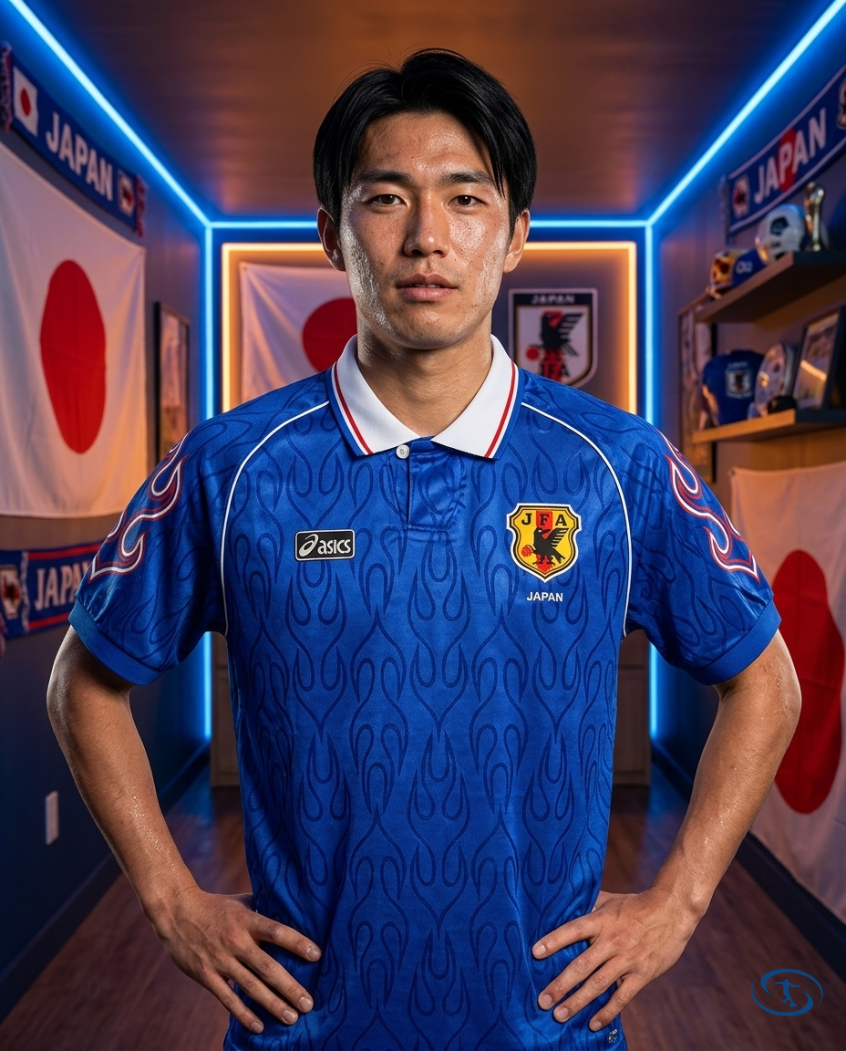 Camisa Japão Retrô 1998/99 Torcedor Asics Masculina - Azul Fogo - Front View | Sant Sport