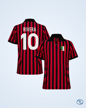 AC Milan Retro Home Rivera 10 Shirt 1963 (Retro Flock Printing) - Men's