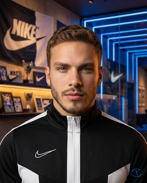 Tech Fleece Nike - Black & White Kit - Badge Close-Up | Sant Sport