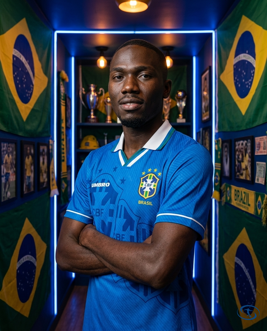 Camisa Seleção Brasileira Retrô Away 1994 Torcedor Umbro Masculina - Tetra - Azul - Side View | Sant Sport