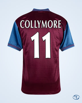 Score Draw Aston Villa Retro Home  Shirt 1997-1998 (Retro Flex Printing)