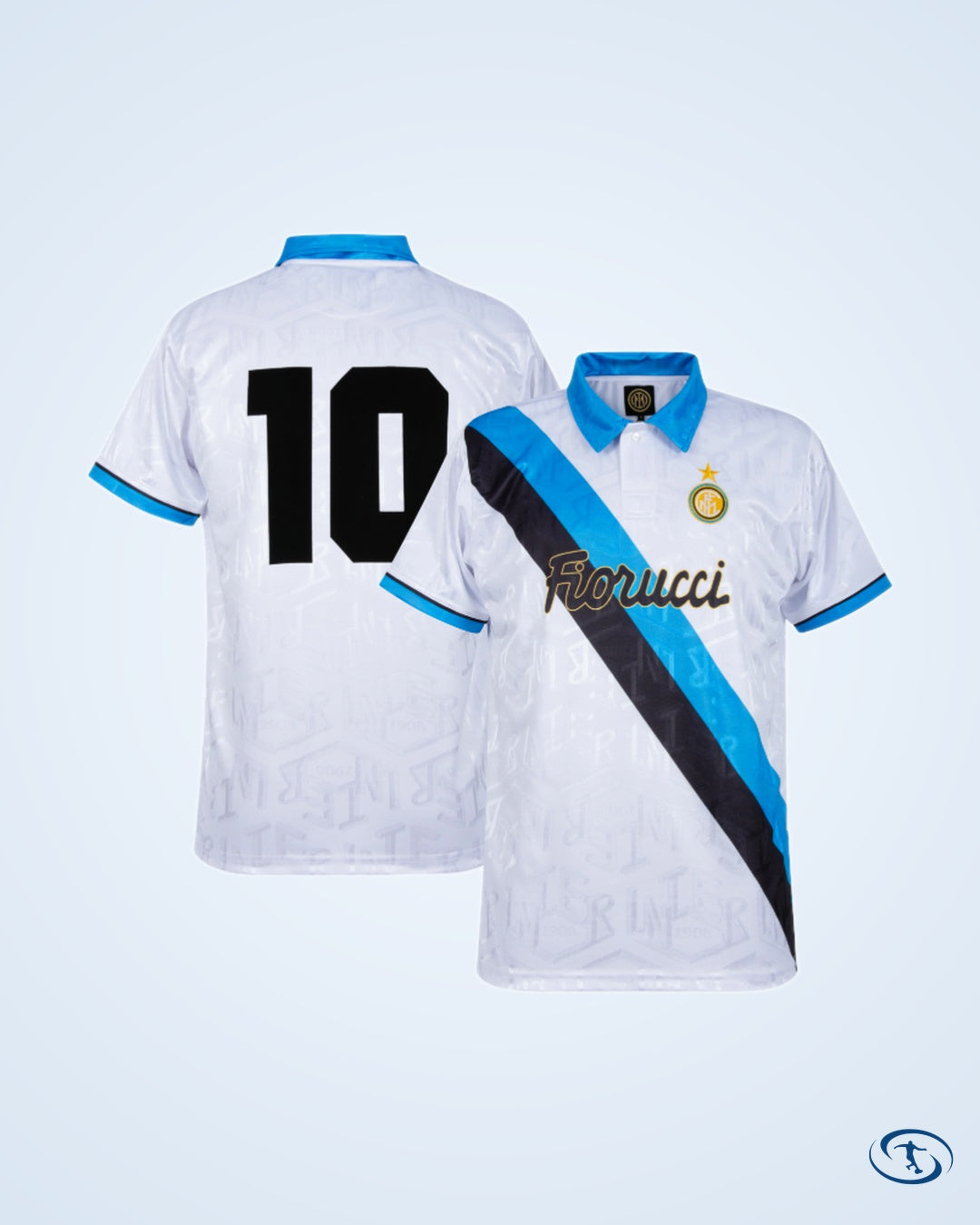 Inter Milan Away No.10 (Bergkamp) Retro Shirt 1993-1994 (Retro Flock Printing) - Men's