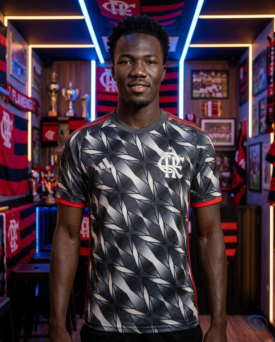 Camisa Flamengo III 2024/25 - Jogador Adidas Masculina - Preto e Branco - Front View | Sant Sport