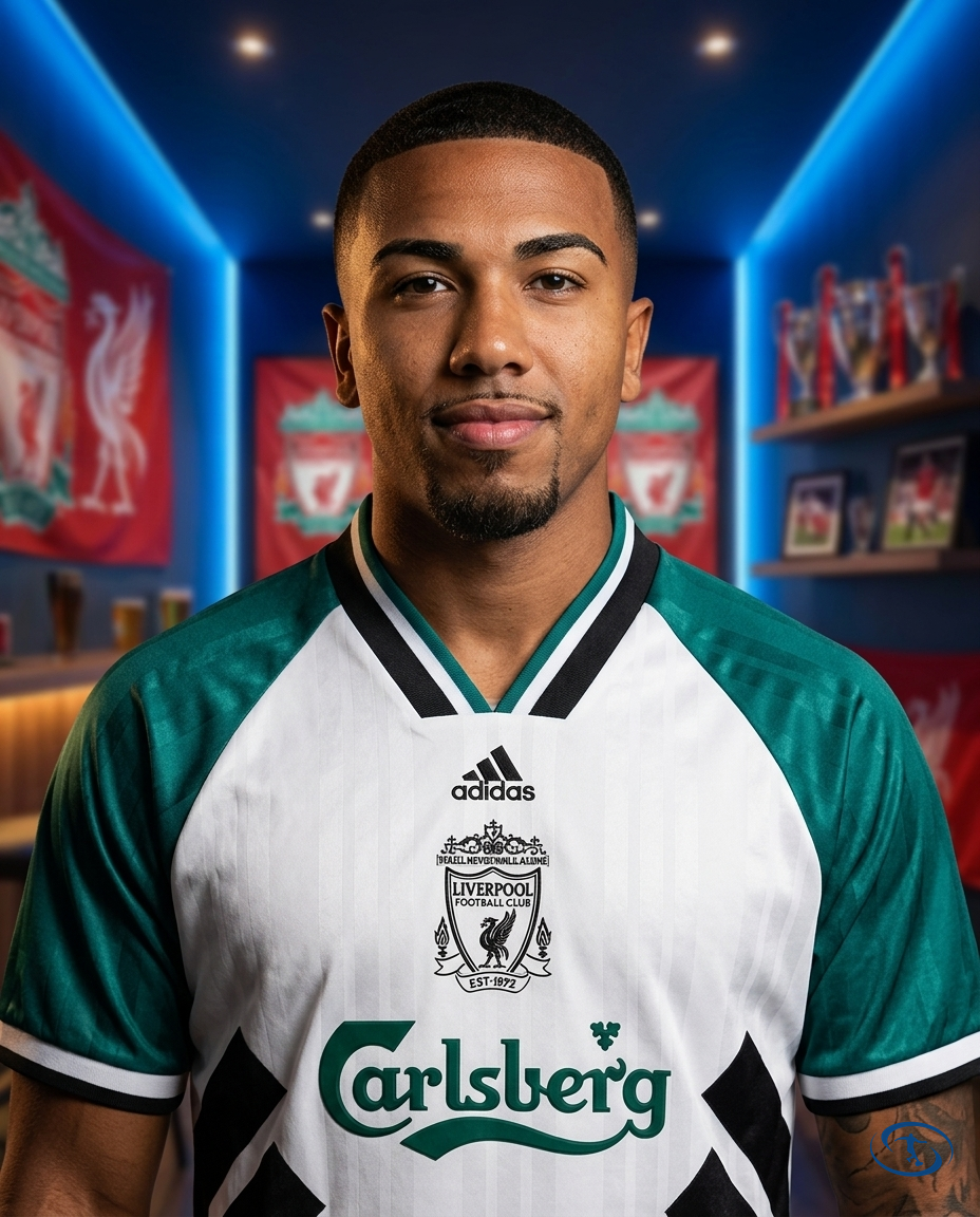 Camisa Retrô Liverpool Away 93/95 Torcedor Adidas Masculina - Branca, Verde e Preto - Badge Close-Up | Sant Sport