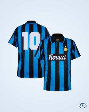 Inter Milan Home No.10 (Bergkamp) Retro Shirt 1993-1994 (Retro Flock Printing) - Men's