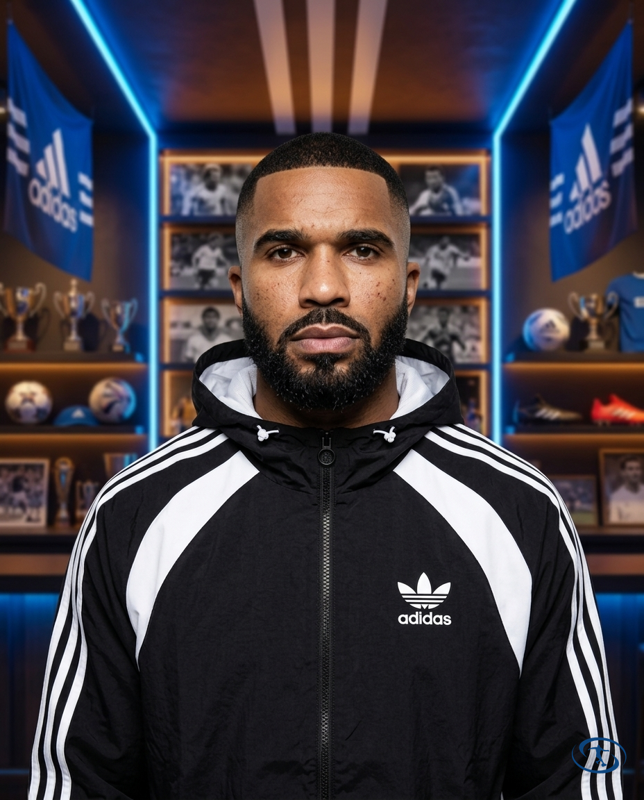 Adidas Men's - Black & White Windbreaker - Badge Close-Up | Sant Sport