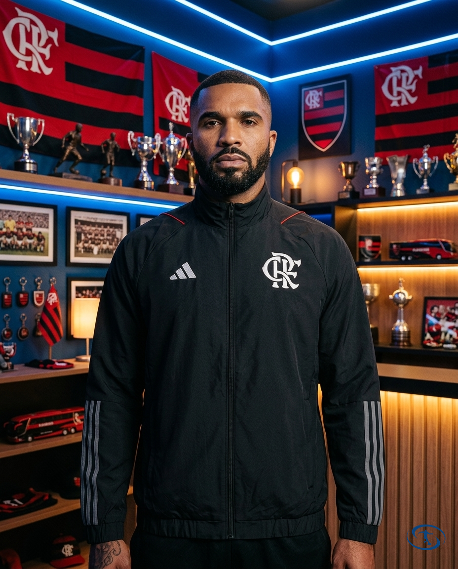 Flamengo Adidas Men's - Black Windbreaker - Front View | Sant Sport