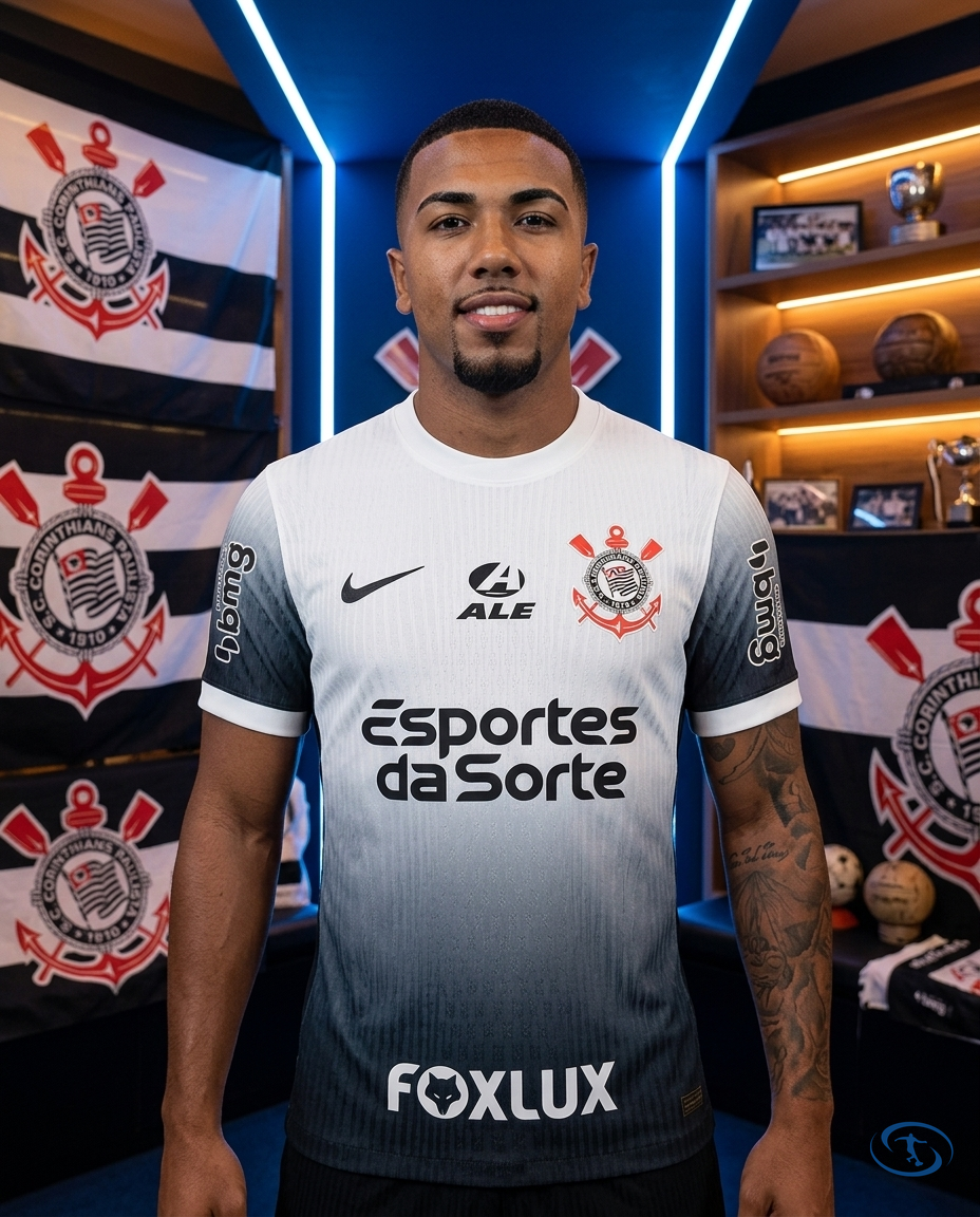 Camisa Timão Home C/ Patrocínios 2024/25 Versão Jogador Nike Masculino - Preto e Branco - Front View | Sant Sport