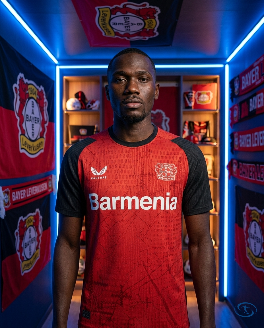 Camisa Bayer Leverkusen Home 2024/25 Jogador Castore Masculino - Vermelha, Preta e Branca - Front View | Sant Sport
