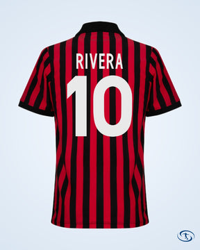 AC Milan Retro Home Rivera 10 Shirt 1963 (Retro Flock Printing) - Men's