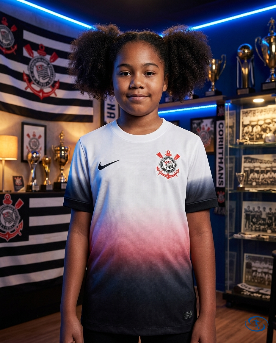 Corinthians Kids Kit Home 24/25 Nike - White e Preto - Front View | Sant Sport