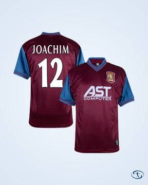 Score Draw Aston Villa Retro Home  Shirt 1997-1998 (Retro Flex Printing)