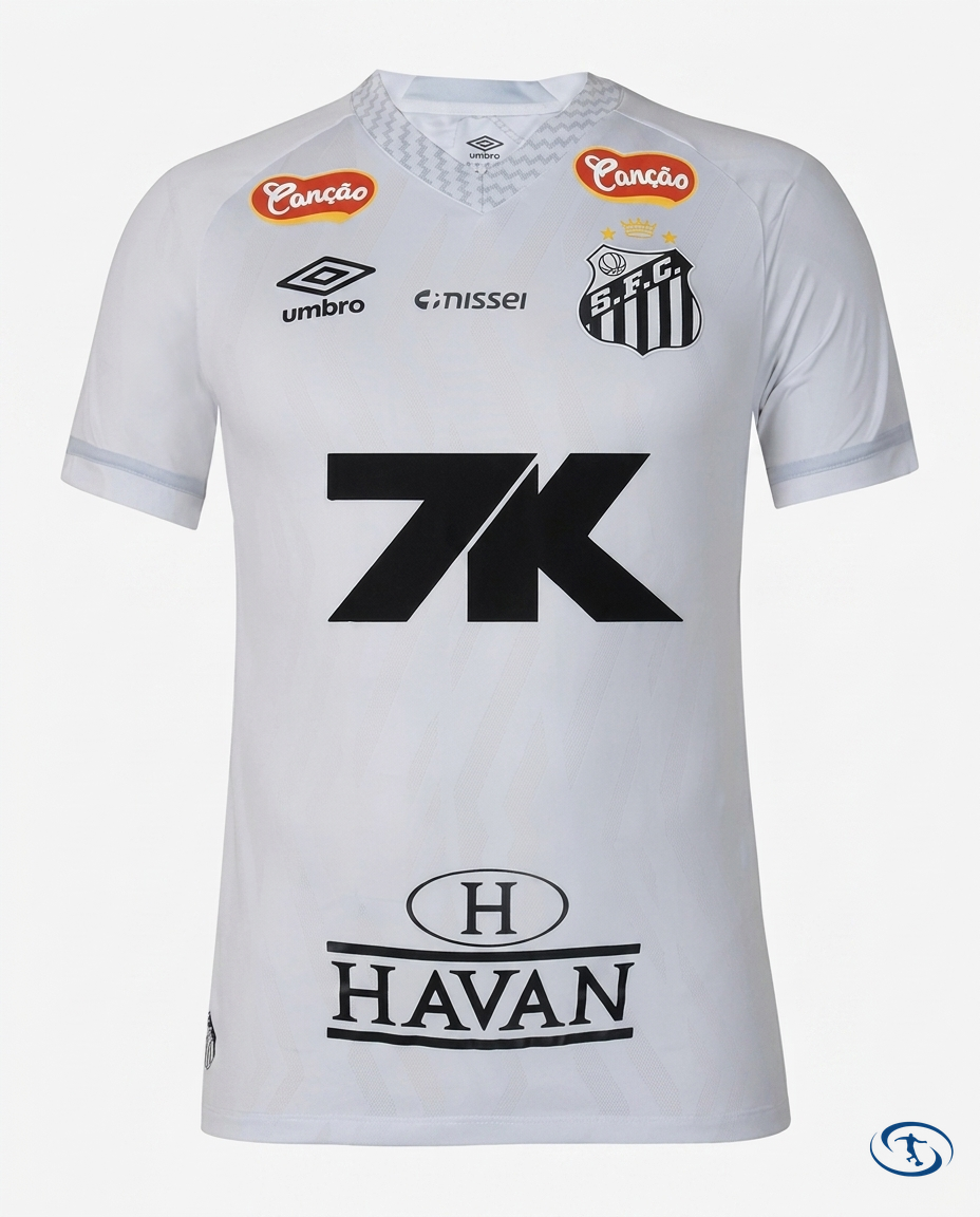 Santos Jersey Home 2025/26 w/ Sponsors - Umbro Men's - White - Packshot | Sant Sport