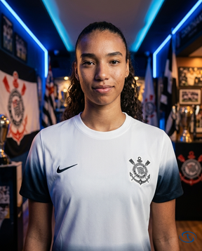 Corinthians Jersey Home 2024/25 Nike Women's - Black & White - Badge Close-Up | Sant Sport