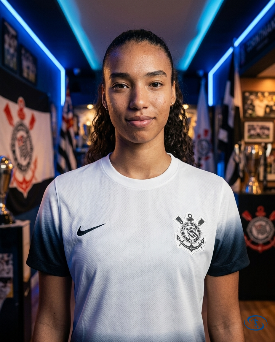 Corinthians Jersey Home 2024/25 Nike Women's - Black & White - Badge Close-Up | Sant Sport