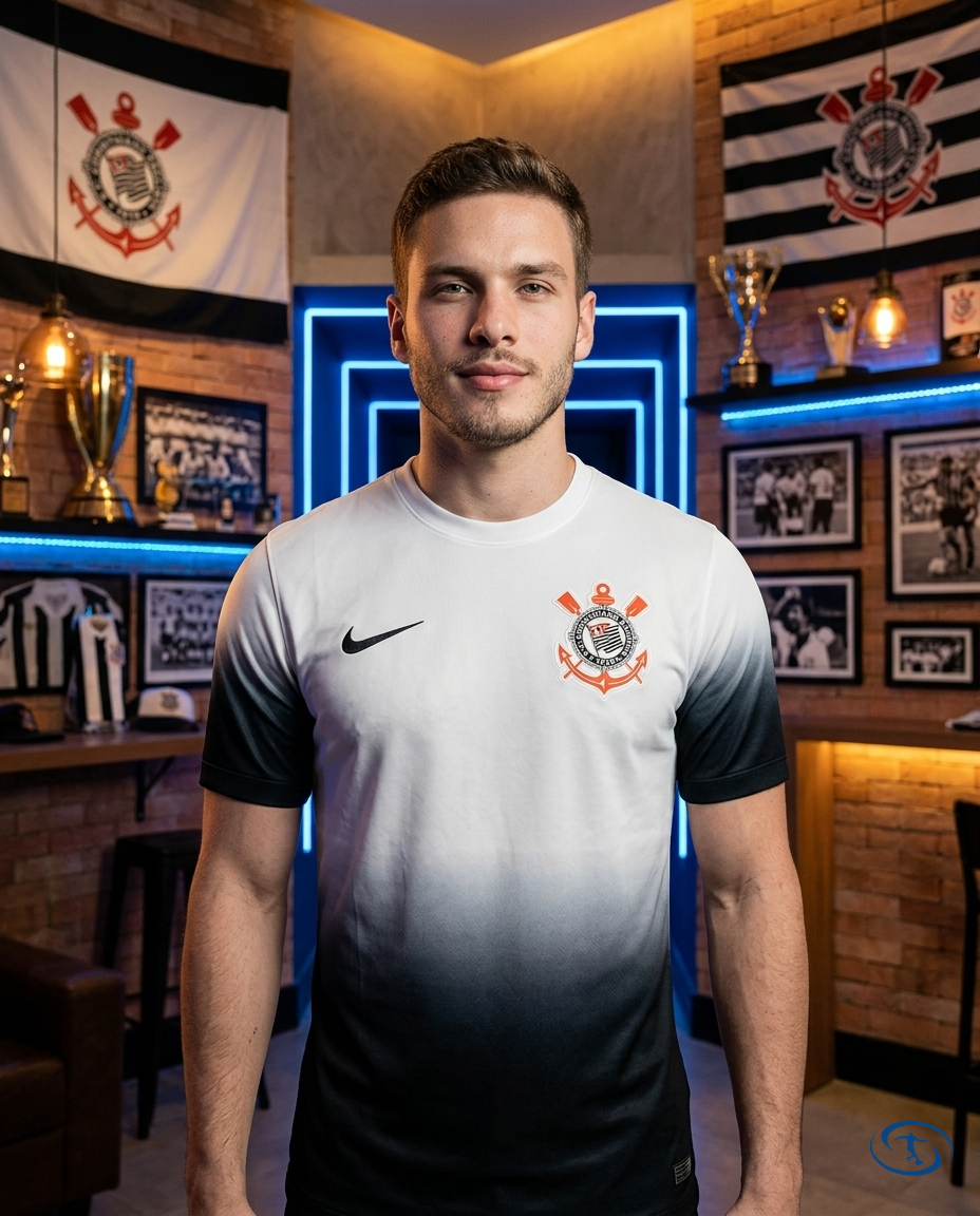 Camisa Timão Home 2024/25 Torcedor Nike Masculino - Branco e Preto - Front View | Sant Sport