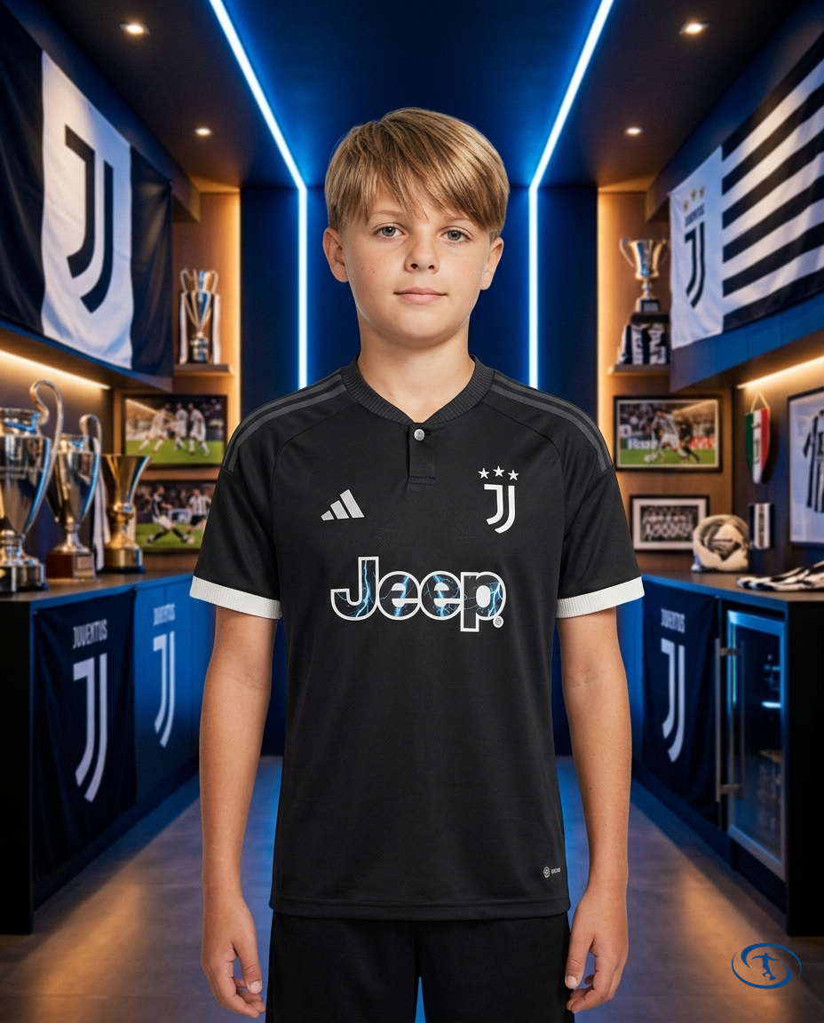 Conjunto Infantil Juventus Third 23/24 - Preto - Front View | Sant Sport