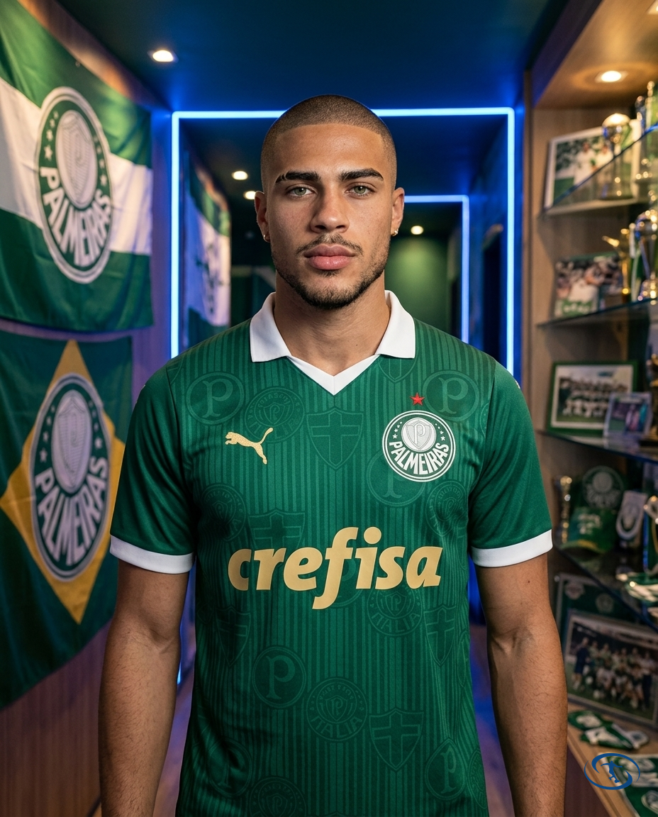 Palmeiras I Jersey Home 2024/25 Puma Men's - Green e Dourado - Front View | Sant Sport