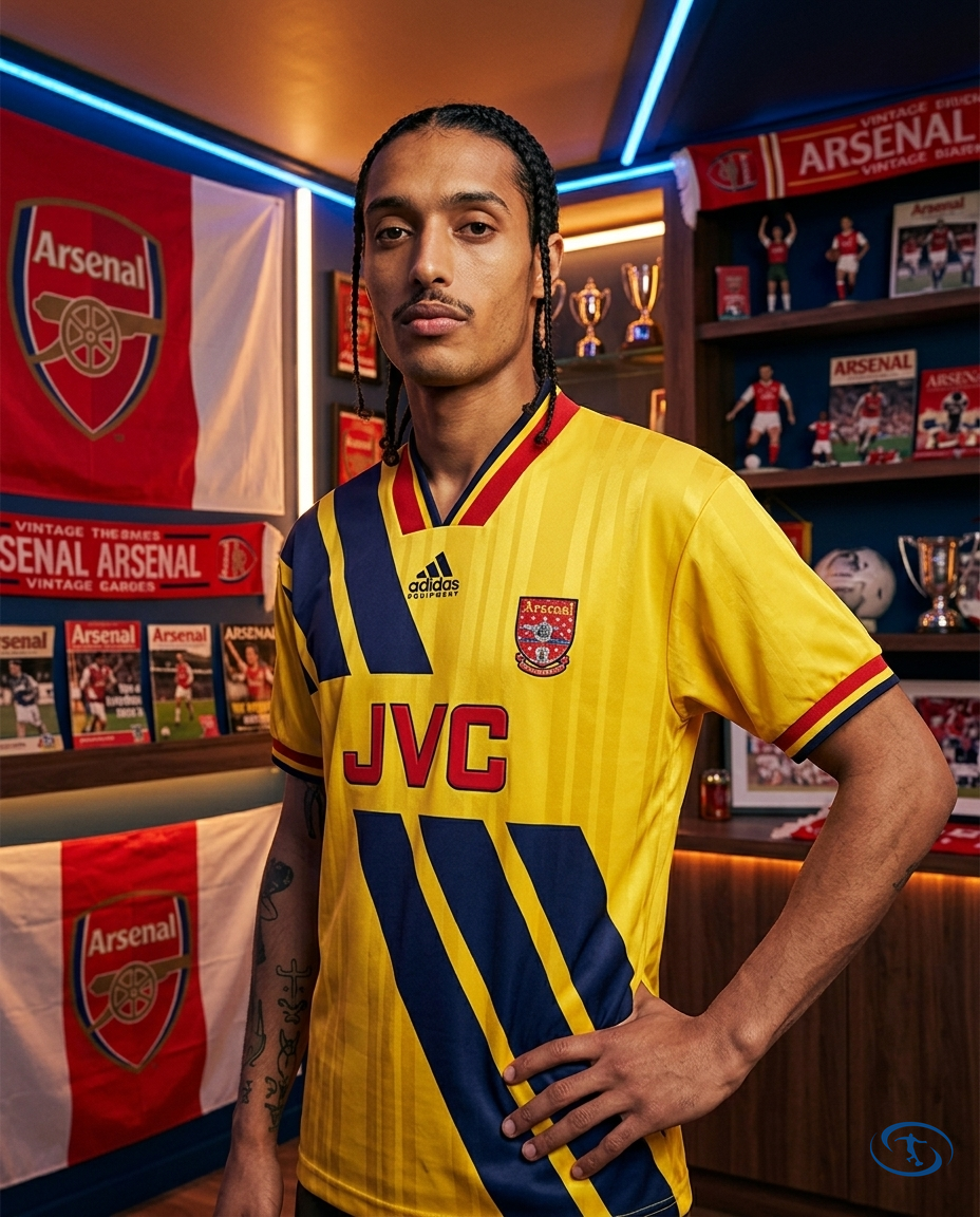 Camisa Arsenal Away Retrô 93/94 Torcedor Adidas Masculina - Amarelo - Side View | Sant Sport