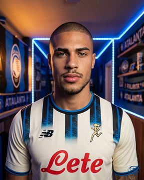 Camisa Atalanta Away 25/26 - Torcedor New Balance Masculino - Branco - Badge Close-Up | Sant Sport