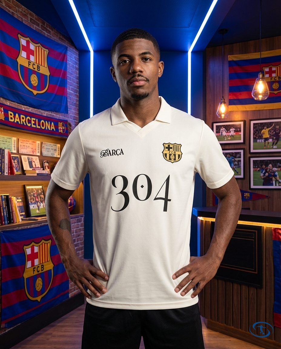 Camisa Barcelona X Lamine Yamal Edição Especial - Nike Masculino - Bege - Front View | Sant Sport