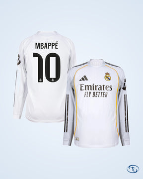 Real Madrid Authentic Home L/S Shirt 2025-2026 Player Version (Official Printing)