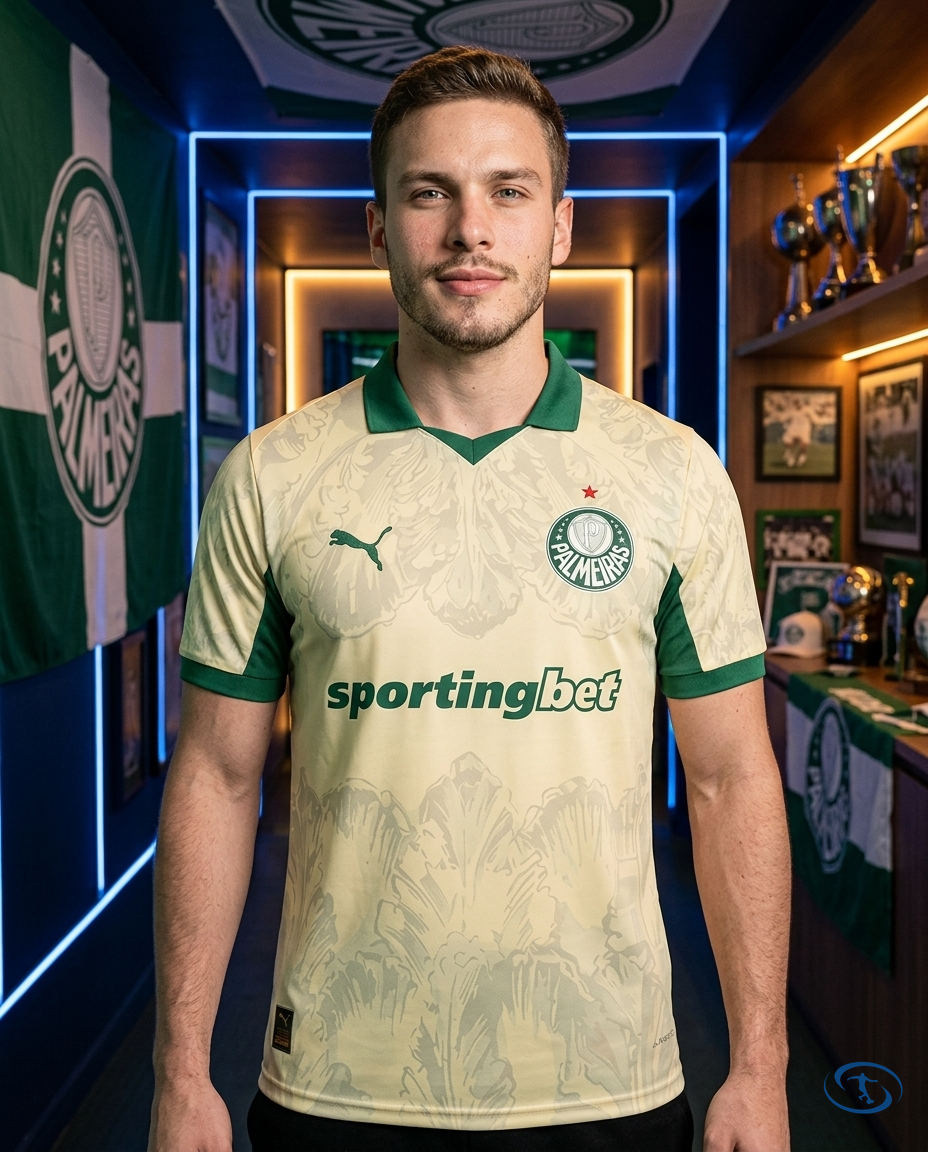 Palmeiras Mundial de Clubes Jersey 2025/26 - Puma Men's - Beige e Verde - Front View | Sant Sport