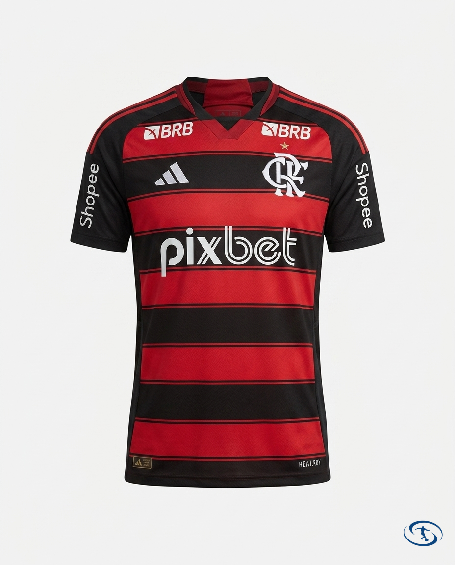Flamengo Jersey Home Patrocinadores 2025/26 - Player Version Adidas Men's - Red - Packshot | Sant Sport