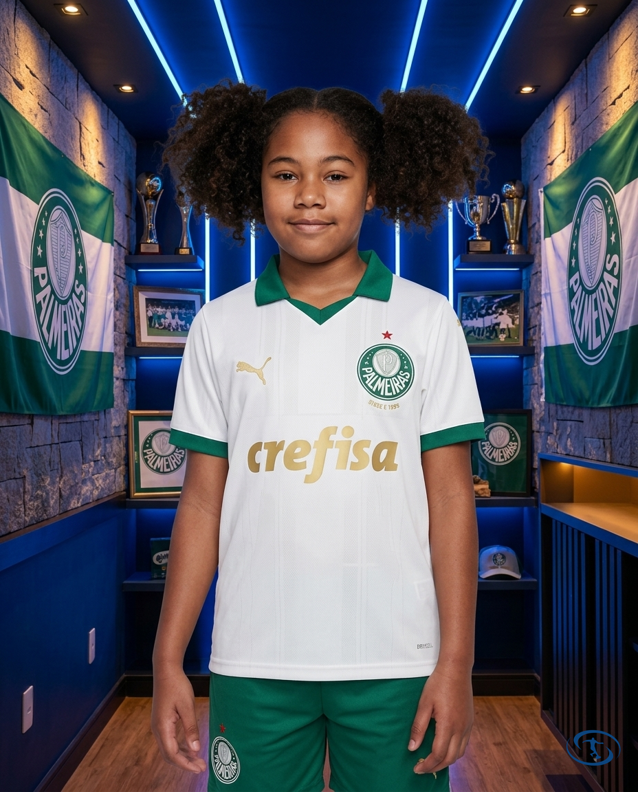 Palmeiras Kids Kit Away 2024/25 - Puma - White - Front View | Sant Sport