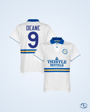 Score Draw Leeds United Home Retro Shirt 1993-1995 (Retro Flock Printing)