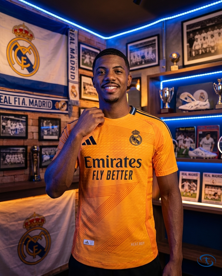 Camisa Real Madrid Away 24/25 - Versão Jogador Adidas Masculino - Laranja - Front View | Sant Sport