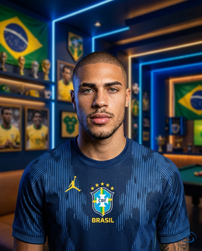 Camisa Brasil Away II 2026/27 Jogador Nike X Jordan Masculino - Azul - Badge Close-Up | Sant Sport