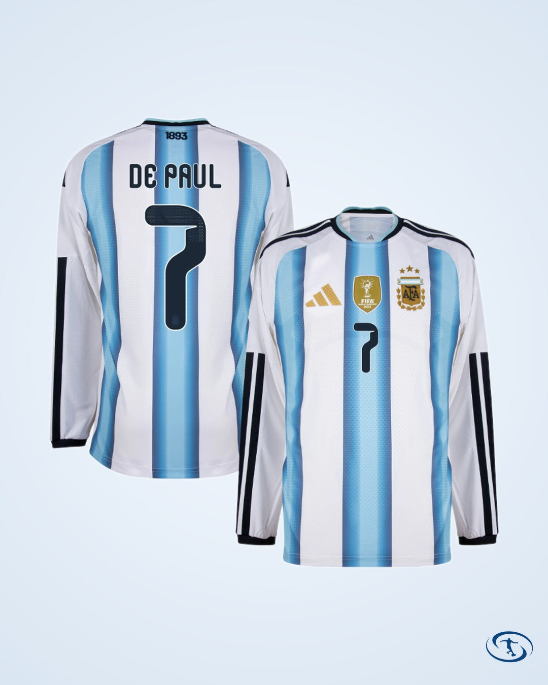 Argentina Authentic Home L/S Player Number Shirt 2026-2027 (Official Printing) - Men's