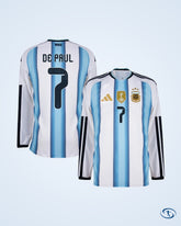 Argentina Authentic Home L/S Player Number Shirt 2026-2027 (Official Printing) - Men's