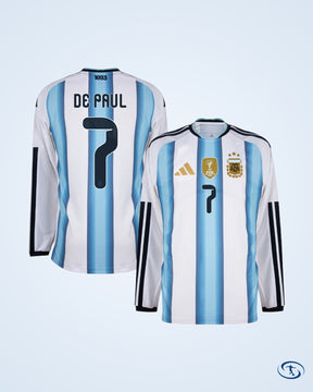 Argentina Authentic Home L/S Player Number Shirt 2026-2027 (Official Printing) - Men's