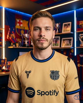 Camisa Barcelona X Kobe Bryant Away 25/26 Jogador Nike Masculino - Amarelo - Badge Close-Up | Sant Sport