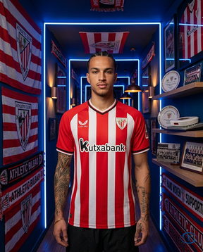 Camisa Athletic Bilbao Home 24/25 - Torcedor Castore Masculino - Vermelho e Branco - Front View | Sant Sport