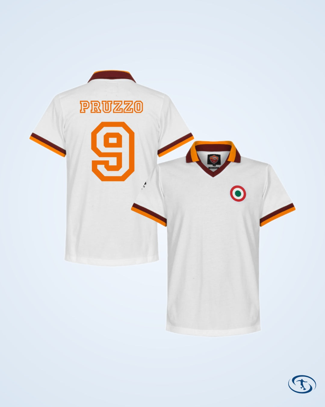 AS Roma Away Pruzzo 9 Retro Shirt 1980-1981 (Retro Flock Printing) - Men's