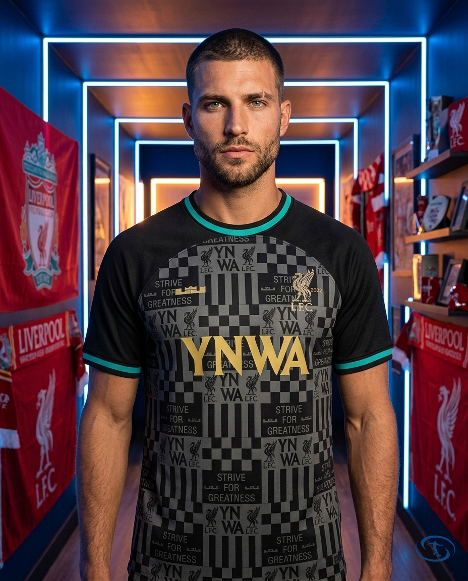 Camisa Liverpool X LeBron James 2024 - Torcedor Nike Masculino - Preto e Azul - Front View | Sant Sport