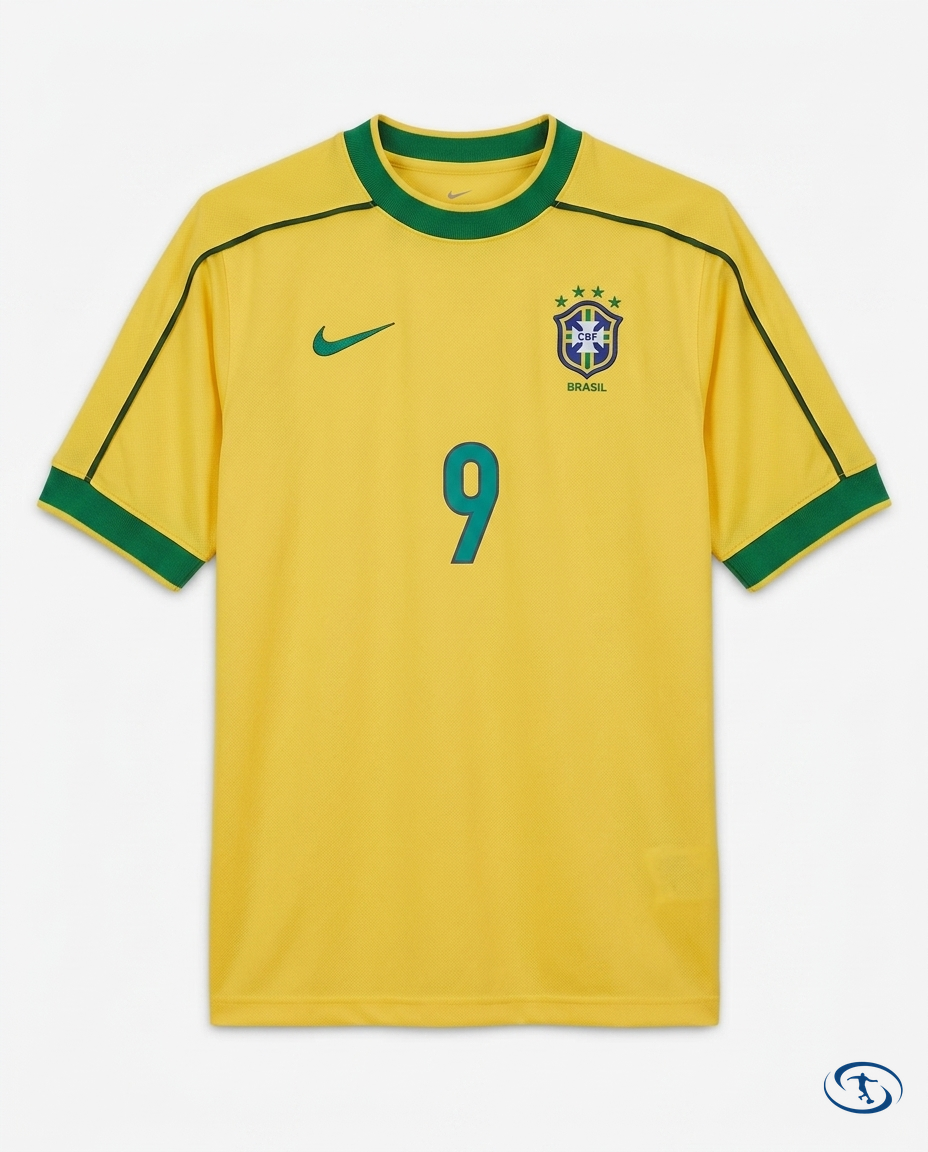 Brazil Jersey Retro Home 1998 Ronaldo #9 - Packshot | Sant Sport