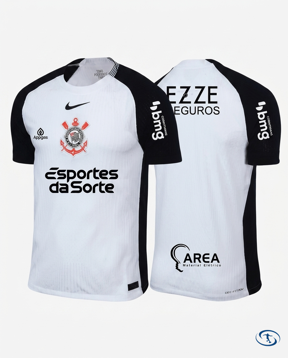 Corinthians Jersey w/ Sponsors Home 2025 Men's - Packshot | Sant Sport
