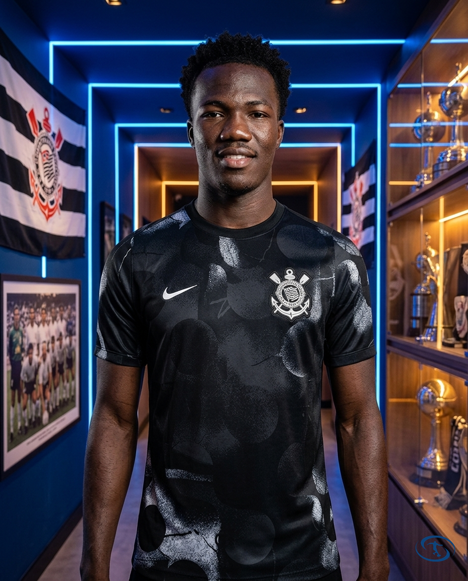 Camisa Timão Pré-Jogo 2025/26 Torcedor Nike Masculino - Preto - Front View | Sant Sport